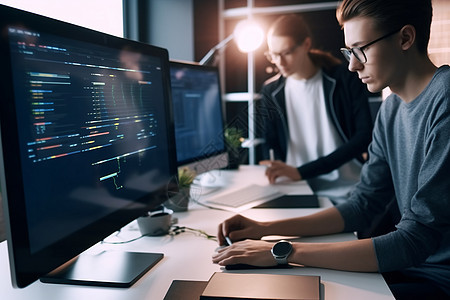 程序員團(tuán)隊在IT公司辦公室編程新應(yīng)用程序